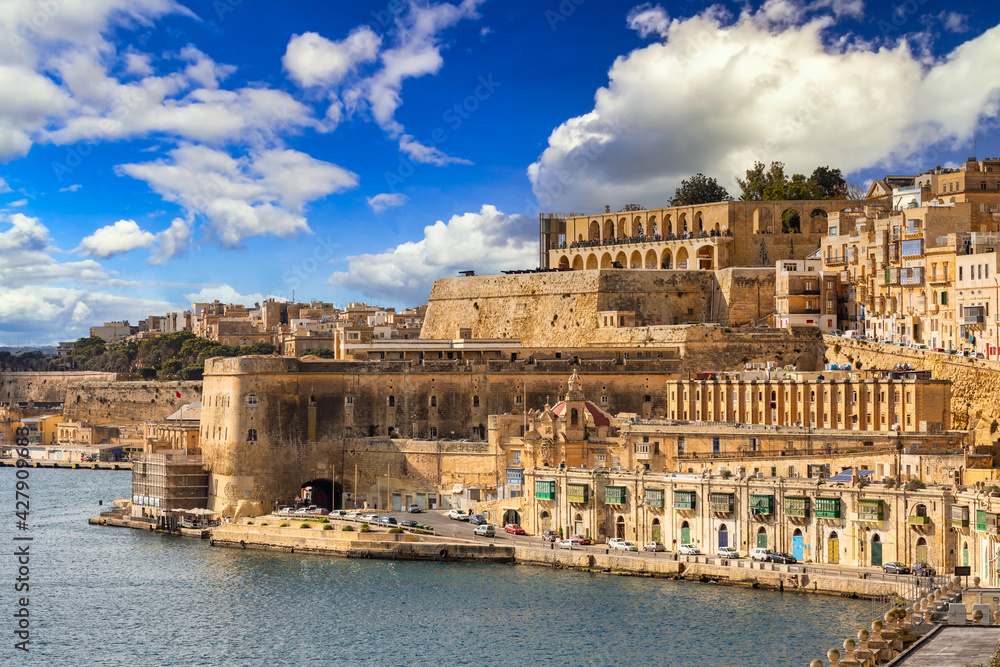 Amazing architecture and city walls of Valletta, capital of Malta