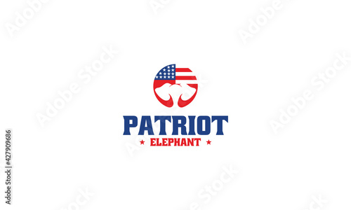 Patriotic Elephant logo vector icon illustration