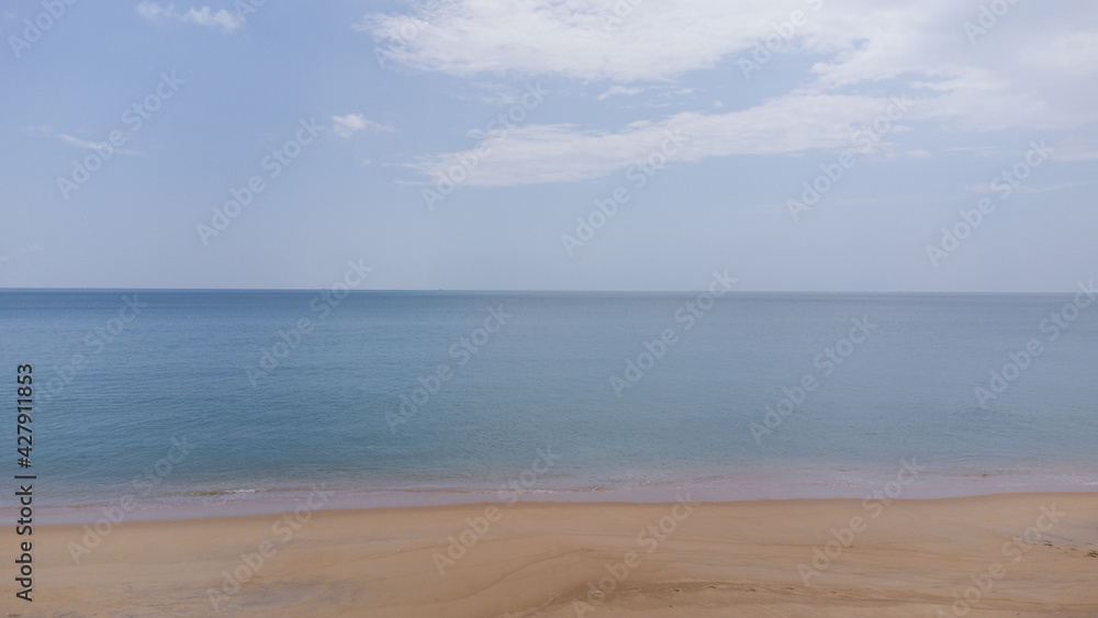 Beautiful scene of beach and white sand background 
