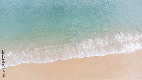 top view of beautiful beach and blue water 