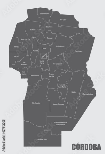 Cordoba province administrative map photo