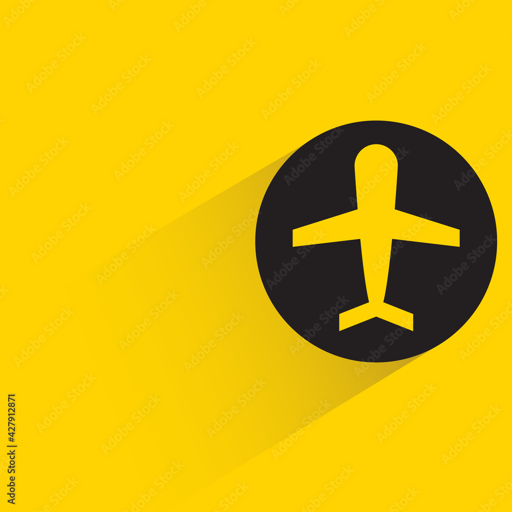 Fototapeta premium plane with shadow on yellow background
