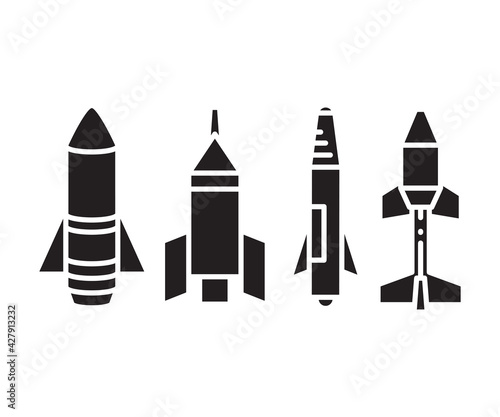 torpedo missile icons vector set