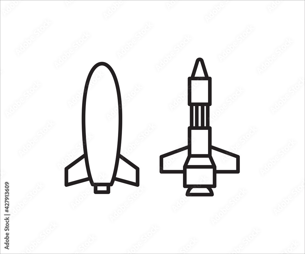 rocket missile icons set line design rocket missile icons set line design