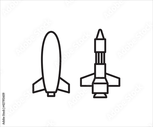 rocket missile icons set line design