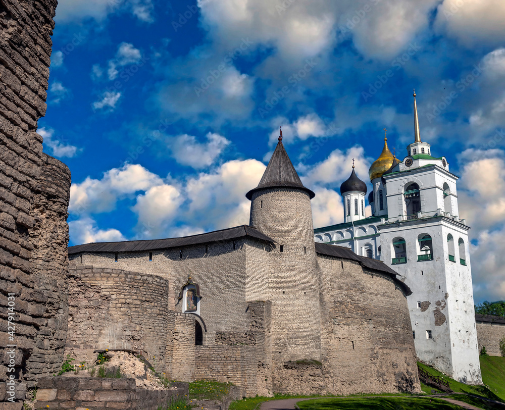 View to the Kremlin in Pskov, Russia	