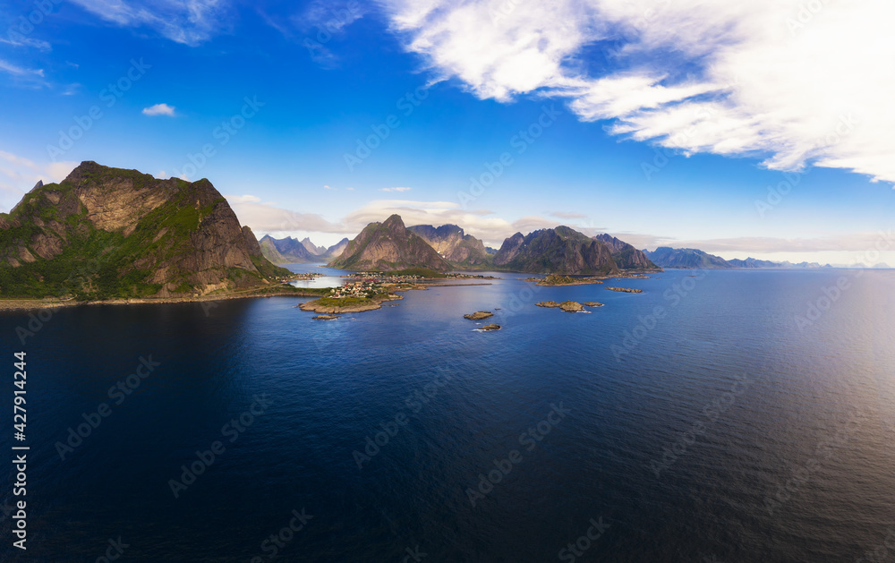 Reine fishing village surrounded by high mountains on Lofoten islands