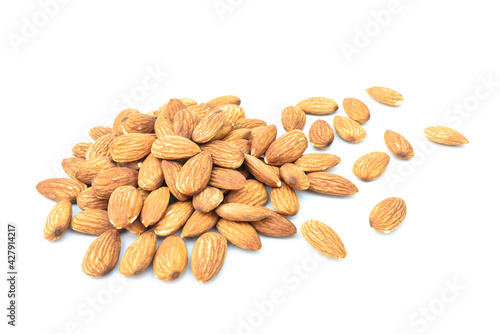 Almond pile isolated on white background