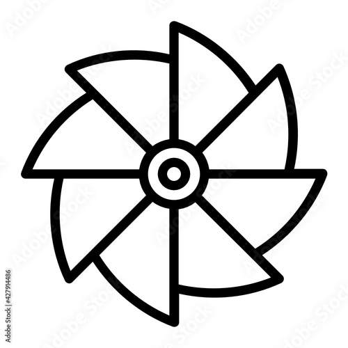 Motor Pump Heat Fan Blade Concept, impeller Vector Icon Design, fluid and gravity direct lift Pump Symbol White background, Electrical energy into hydraulic energy machine converter stock illustration