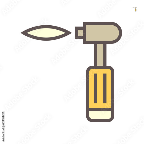 Gas torch vector icon. Welding cutting or fuel-burning equipment tool for welder to blowing fire flame of oxygen, acetylene, propane for industry, metal steel work, metallurgy, construction. 64x64 px.
