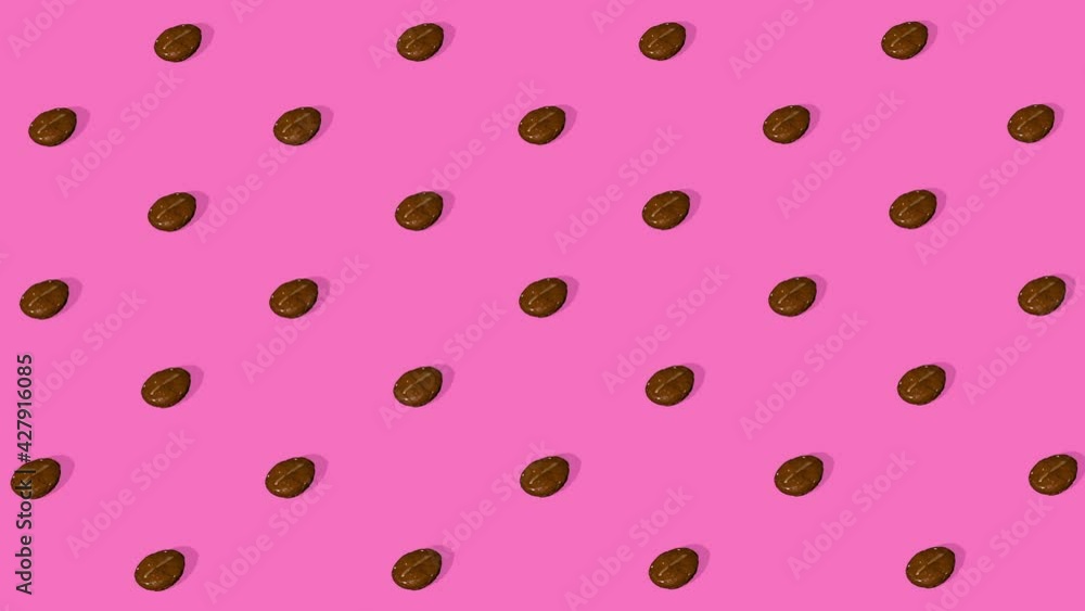 Coffee beans array on colourful background, 3D rendering Coffee beans array on colourful background, 3D rendering