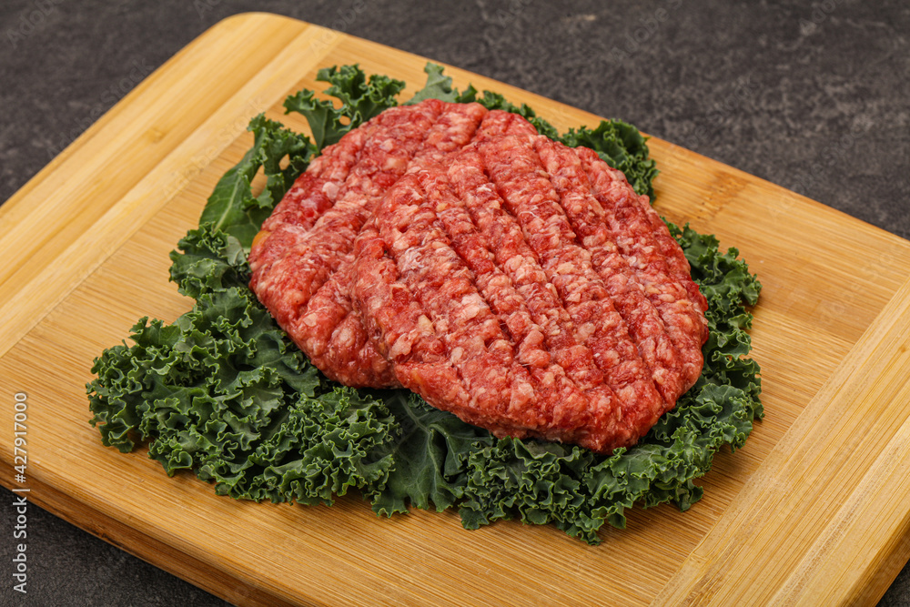 Raw beef burger cutlet for cooking Raw beef burger cutlet for cooking