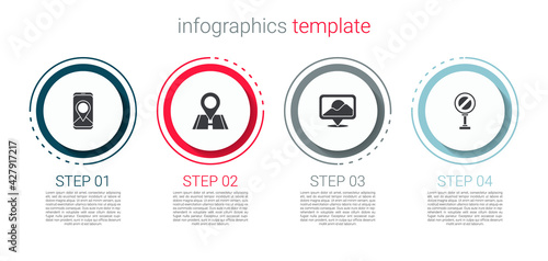 Set City map navigation, Location, and Stop sign. Business infographic template. Vector