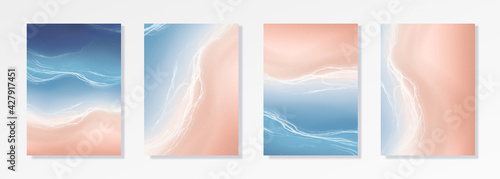 Colorful Summer banners, ocean tropical backgrounds, sea, surf beach paper cut. Beautiful top view cards, posters, flyers, party invitations. Summertime template collection.