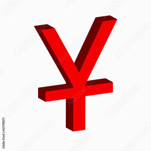 Yuan icon. Chinese currency symbol in 3D style. Vector illustration