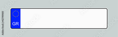 The license plate of Greece. Vehicle registration plates frame vector isolated. Greek car number plate template.
