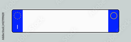 Licence plate of Italy. Vehicle registration plates frame vector isolated. Italian car number plate template.