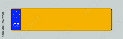 Licence plate of the United Kingdom. Vehicle registration plates frame vector isolated. UK car number plate template.