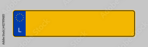 Licence plate of Luxembourg. Vehicle registration plates frame vector isolated. Car number plate template.