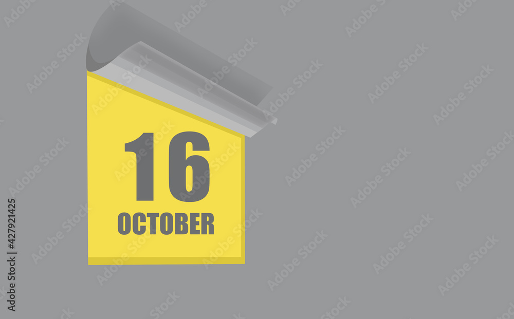october 16. 16-th day of the month, calendar date. Gray numbers in a yellow window, on a solid isolated background. Spring month, day of the year concept october 16. 16-th day of the month, calendar date. Gray numbers in a yellow window, on a solid isolated background. Spring month, day of the year concept