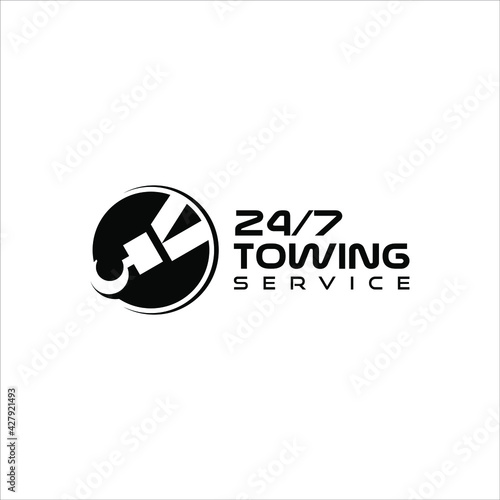 Simple Tow Service Logo Business Template Vector Emergency Vehicle Transportation Graphic Design Ideas