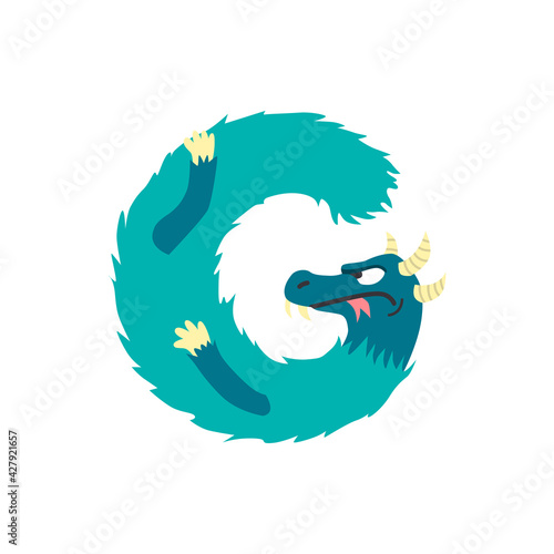 Monster alphabet symbol. Letter G of english alphabet shaped as monster. Children colorful cartoon funny fictional character isolated on white background