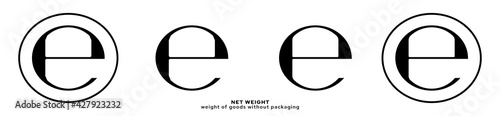 Product packaging marking - product weight without packaging. Net weight symbol. Vector elements.