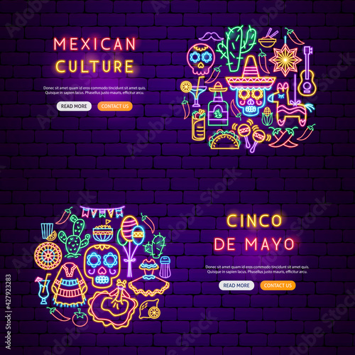 Mexican Holiday Neon Banners