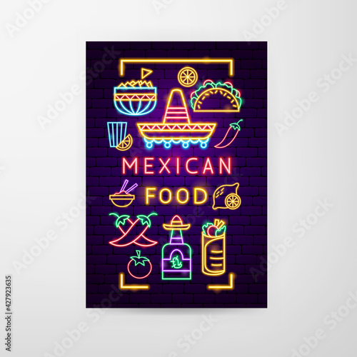 Mexican Food Neon Flyer