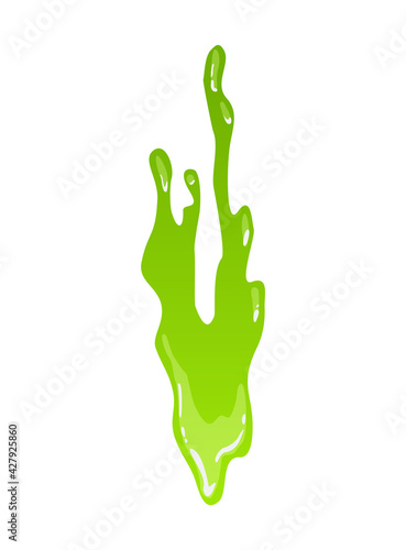 Green slime. Goo blob splashes, toxic dripping mucus. Slimy splodge and drops, liquid borders. Cartoon isolated vector decorative forms of playing blotch. Snot