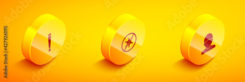 Set Isometric Police rubber baton, Protest and Vandal icon. Vector