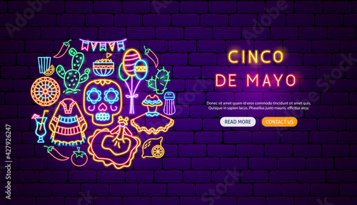 Cinco de Mayo Neon Banner Design