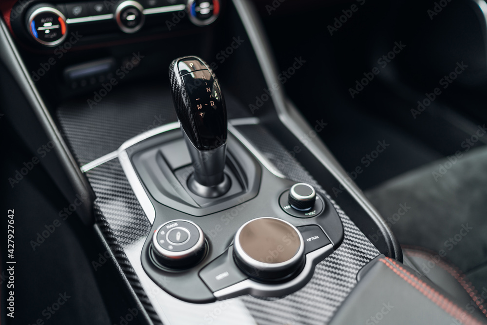 Car automatic gearbox shift handle stick of modern sedan