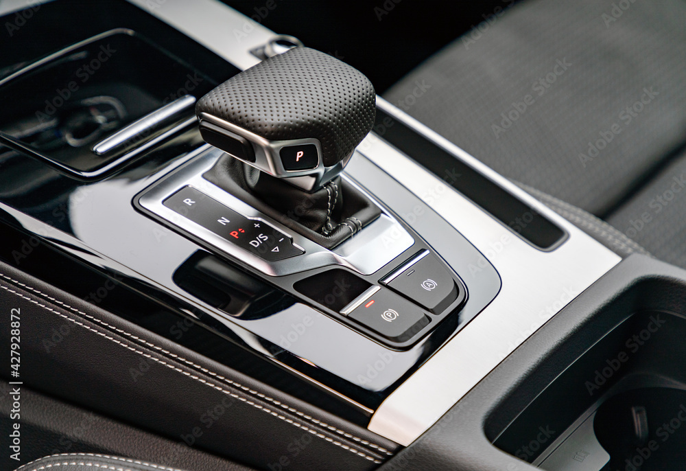 Gear shift in new luxurious car Gear shift in new luxurious car