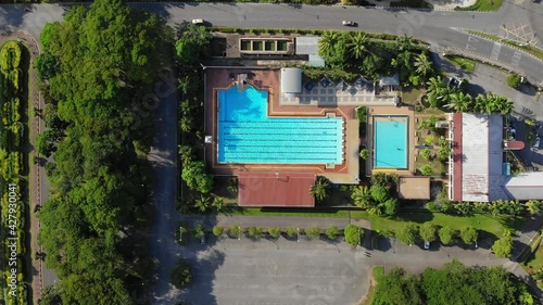 Top down aerial view of a Swimming Pool 