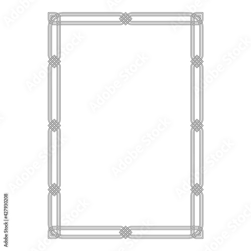 Black and white rectangular framework. Arabic, Celtic style. A3, A4 page proportions.