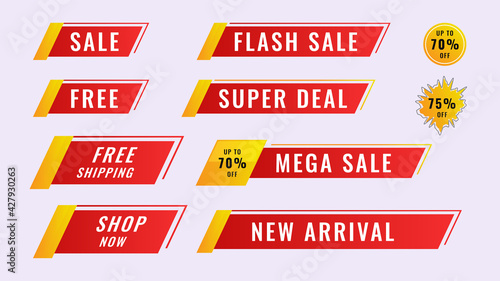 Sale label tag collection template. Set label promotion banner. Suitable for lower third video broadcast. Vector illustration.