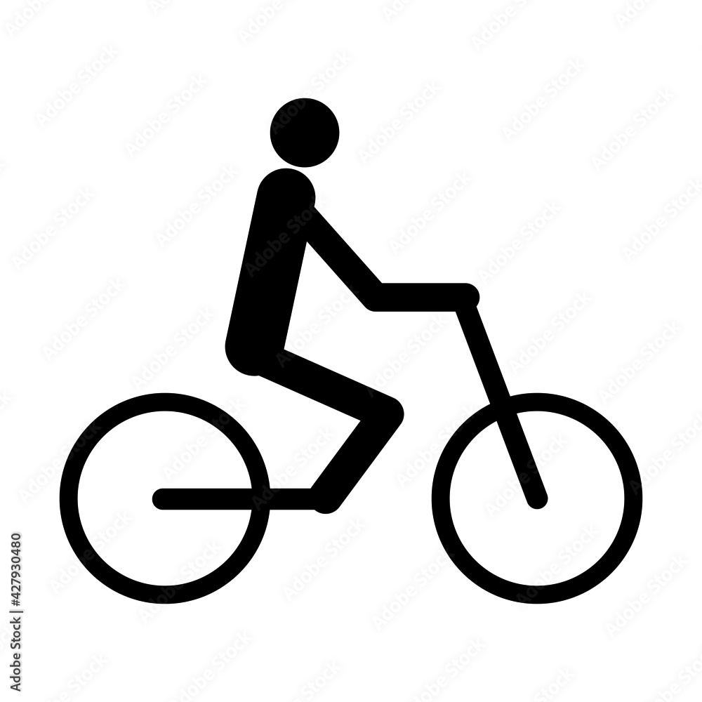 Bike and rider isolated icon on white background Bike and rider isolated icon on white background