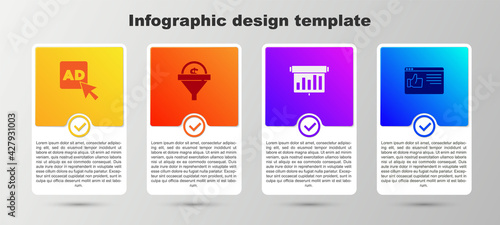 Set Advertising, Lead management, Board with graph chart and Browser window. Business infographic template. Vector