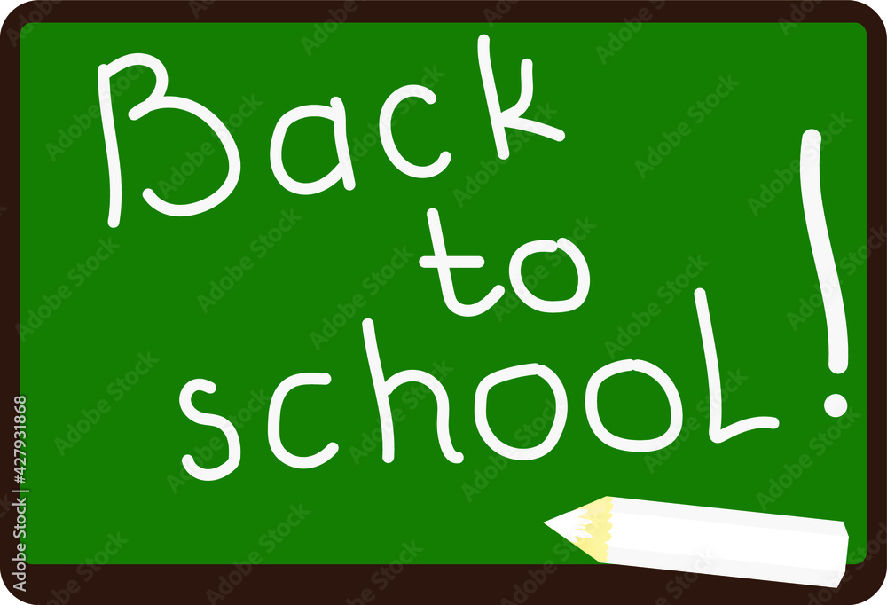 Chalk lettering about back to school on the school board. Chalk lettering about back to school on the school board.