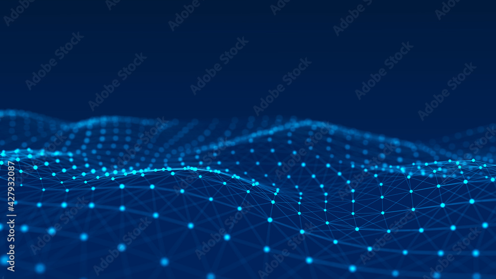 Futuristic background of points and lines with a dynamic wave. Big data. Abstract background 3d rendering. 4k. Futuristic background of points and lines with a dynamic wave. Big data. Abstract background 3d rendering. 4k.