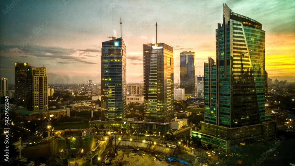 Fototapeta premium Skyscrapers at Night