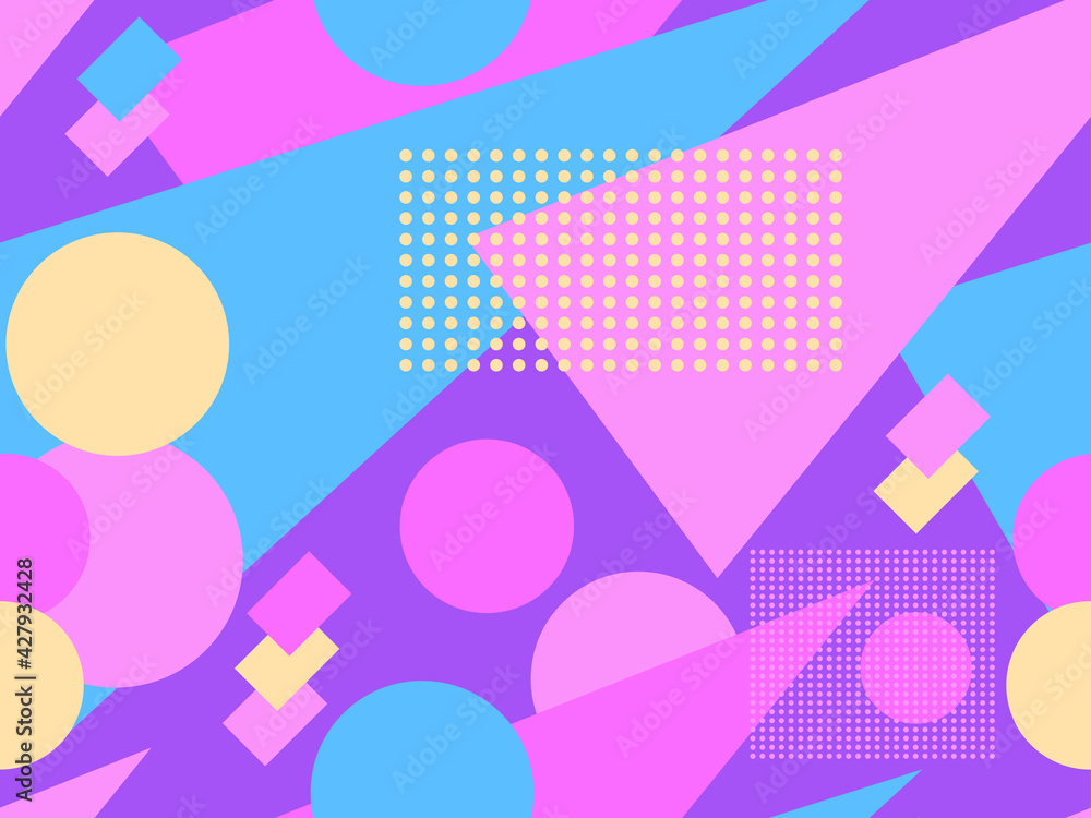 Memphis seamless pattern. Geometric elements memphis in the style of 80's. Trendy retro background for printing on paper, advertising materials and fabric. Vector illustration Memphis seamless pattern. Geometric elements memphis in the style of 80's. Trendy retro background for printing on paper, advertising materials and fabric. Vector illustration