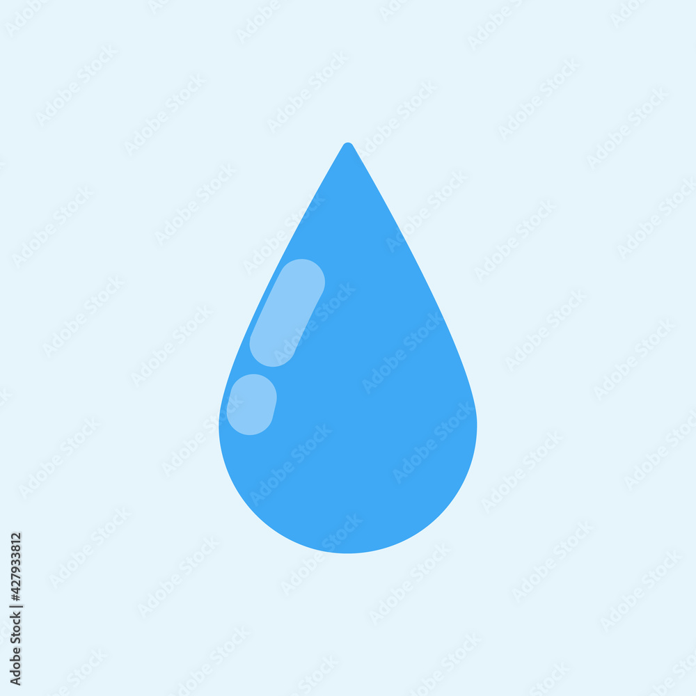 water drop flat icon, a vector symbol of a drop of water, isolated on a light blue background, water droplet design element. water drop flat icon, a vector symbol of a drop of water, isolated on a light blue background, water droplet design element.