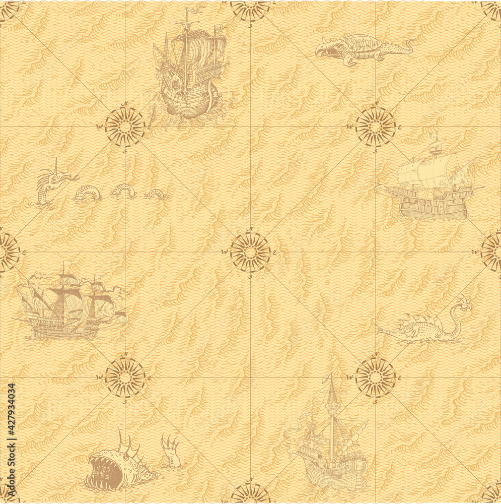 vector-image-of-seamless-texture-of-vintage-nautical-map-in-the-style