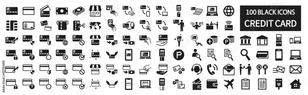 Credit card related icon set 100 Credit card related icon set 100
