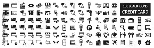 Credit card related icon set 100