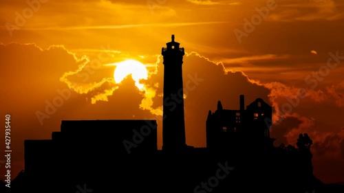 Wallpaper Mural Alcatraz Island prison in San Fransico, Time Lapse at Sunset with Red Sun and Fiery Sky, USA Torontodigital.ca