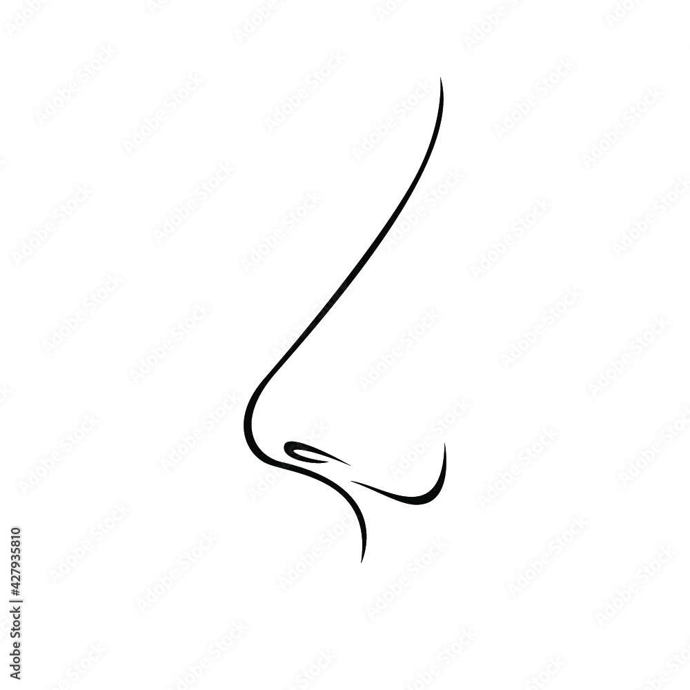 Black human nose icon isolated on a white background Black human nose icon isolated on a white background