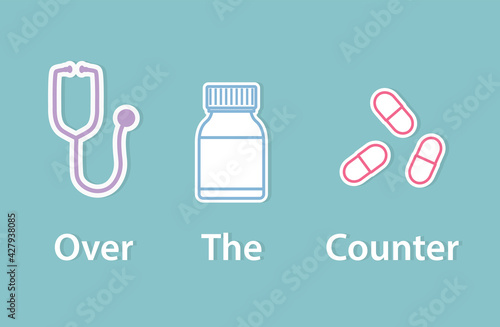 OTC Over The Counter drugs - vector illustration